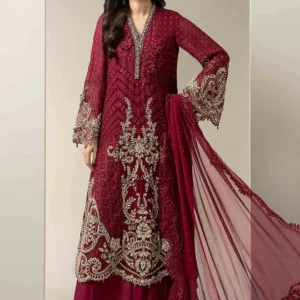 Embroidered chiffon suit
