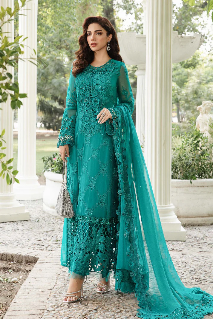 Embroidered chiffon suit